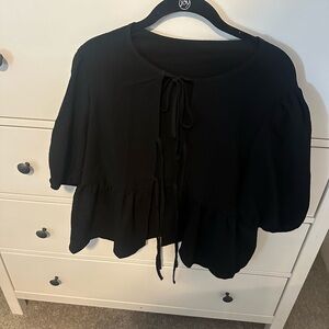SHEIN Black Tie-Front Blouse